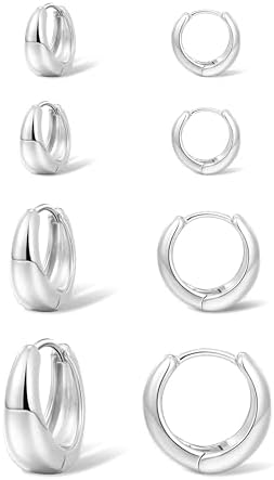 4-pair huggie hoop set, silver