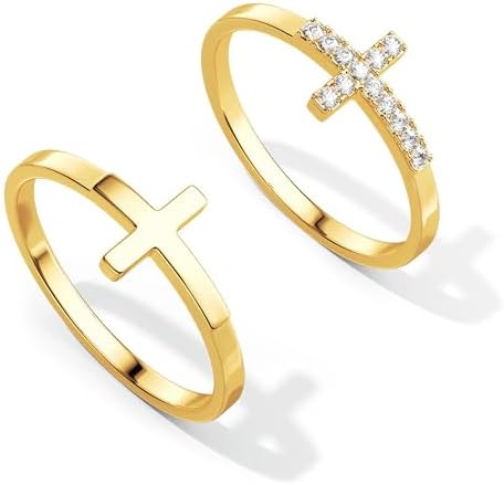 Cross ring set of 2, gold