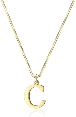 Gold letter pendant necklace, letter C