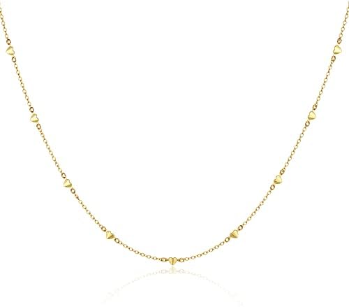 Heart station choker, gold