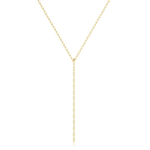 Link chain lariat necklace, gold