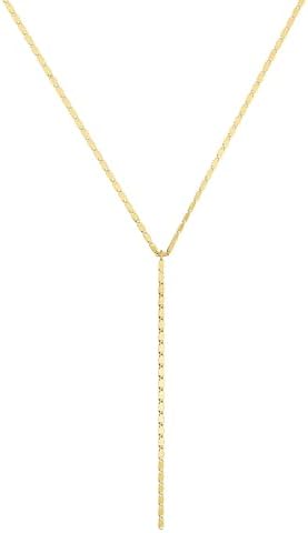 Mirror chain bar lariat, gold